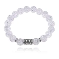 Браслет с руной Перт и синт.камнем Сахарный кварц BSRM-14-16