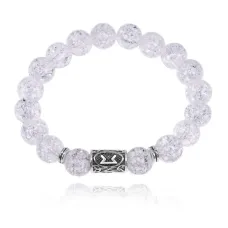 Браслет с руной Перт и синт.камнем Сахарный кварц BSRM-14-16
