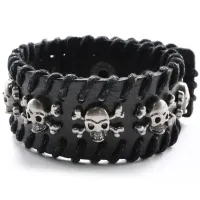 Кожаный браслет Веселый Роджер, 200х29 мм BS338