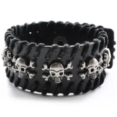 Кожаный браслет Веселый Роджер, 200х29 мм BS338
