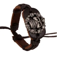 Кожаный браслет Черепа, ширина 23 мм, регулируемая длина BS339