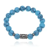 Браслет с руной Наутиз и синт.камнем Бирюза BSRM-15-05