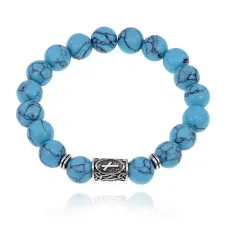 Браслет с руной Наутиз и синт.камнем Бирюза BSRM-15-05