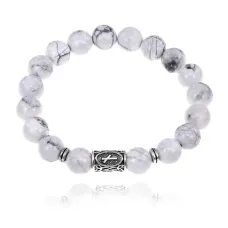 Браслет с руной Наутиз и нат.камнем Кахолонг BSRM-15-07