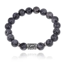 Браслет с руной Наутиз и нат.камнем Лабрадор BSRM-15-08