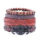 Набор 3 кожаных браслета, 1 деревянный BSN013