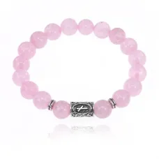 Браслет с руной Наутиз и нат. камнем Розовый кварц BSRM-15-15