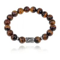 Браслет с руной Наутиз и нат.камнем Тигровый глаз BSRM-15-19