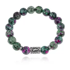 Браслет с руной Наутиз и синт. камнем Цоизит BSRM-15-22