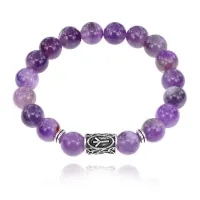 Браслет с руной Альгиз и нат.камнем Аметист BSRM-16-03