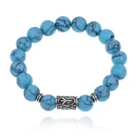 Браслет с руной Альгиз и синт.камнем Бирюза BSRM-16-05