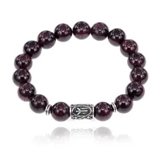 Браслет с руной Альгиз и нат.камнем Гранат BSRM-16-06