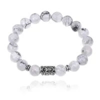 Браслет с руной Альгиз и нат.камнем Кахолонг BSRM-16-07