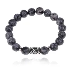 Браслет с руной Альгиз и нат.камнем Лабрадор BSRM-16-08