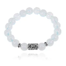 Браслет с руной Альгиз и синт. камнем Лунный камень BSRM-16-11