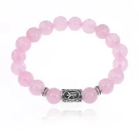 Браслет с руной Альгиз и нат. камнем Розовый кварц BSRM-16-15