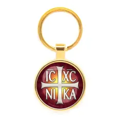Круглый брелок, цвет золото, Крест Просфорный Константиновский C1005019