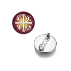 Круглый значок, цвет серебро, Крест Просфорный Константиновский C1005023