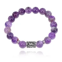 Браслет с руной Феху и нат.камнем Аметист BSRM-17-03