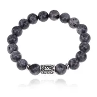 Браслет с руной Феху и нат.камнем Лабрадор BSRM-17-08