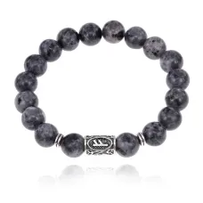 Браслет с руной Феху и нат.камнем Лабрадор BSRM-17-08