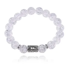 Браслет с руной Феху и синт. камнем Сахарный кварц BSRM-17-16