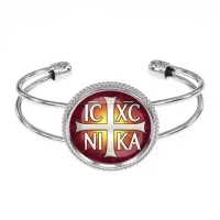 Браслет металлический, цвет серебро, Крест Просфорный Константиновский C1005034