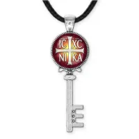 Кулон ключ, цвет серебро, со шнурком, Крест Просфорный Константиновский C1005043