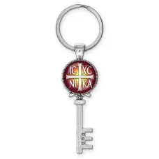 Брелок ключ, цвет серебро, с кольцом для ключей, Крест Просфорный Константиновский C1005044