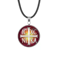 Кулон, нержавеющая сталь, со шнурком, Крест Просфорный Константиновский C1005062