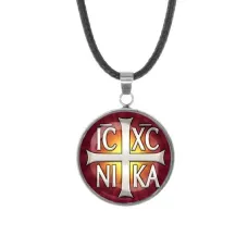 Кулон, нержавеющая сталь, со шнурком, Крест Просфорный Константиновский C1005062