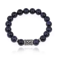 Браслет с руной Кеназ и синт.камнем Синий авантюрин BSRM-19-02