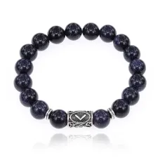 Браслет с руной Кеназ и синт.камнем Синий авантюрин BSRM-19-02