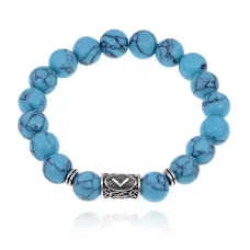 Браслет с руной Кеназ и синт. камнем Бирюза BSRM-19-05