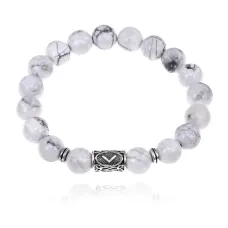 Браслет с руной Кеназ и нат.камнем Кахолонг BSRM-19-07