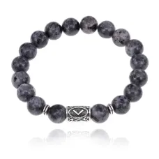 Браслет с руной Кеназ и нат.камнем Лабрадор BSRM-19-08