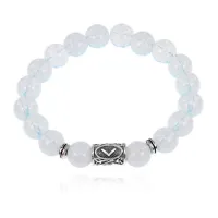 Браслет с руной Кеназ и синт.камнем Лунный камень BSRM-19-11