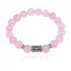 Браслет с руной Кеназ и нат.камнем Розовый кварц BSRM-19-15