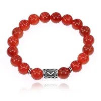 Браслет с руной Кеназ и нат.камнем Сердолик BSRM-19-17