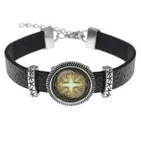 Кожаный браслет, Крест Трилистниковый C1006011