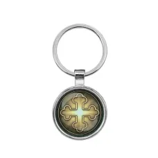 Круглый брелок, цвет серебро, Крест Трилистниковый C1006021