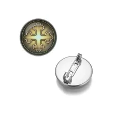 Круглый значок, цвет серебро, Крест Трилистниковый C1006023