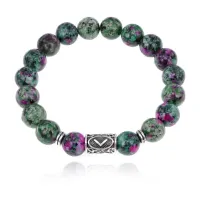 Браслет с руной Кеназ и синт.камнем Цоизит BSRM-19-22