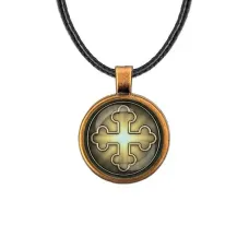 Кулон, цвет бронза, со шнурком, Крест Трилистниковый C1006029