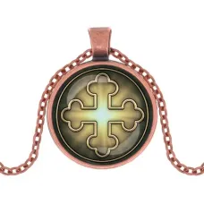 Кулон, цвет медь, с цепочкой, Крест Трилистниковый C1006030