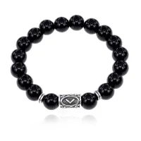 Браслет с руной Кеназ и нат.камнем Черный агат BSRM-19-23
