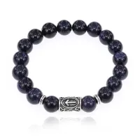 Браслет с руной Тейваз и синт.камнем Синий авантюрин BSRM-20-02