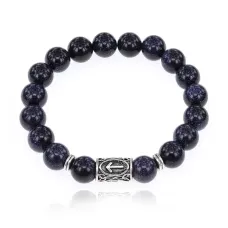 Браслет с руной Тейваз и синт.камнем Синий авантюрин BSRM-20-02