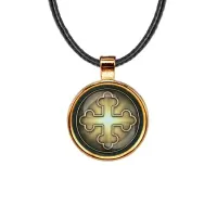 Кулон, цвет золото, со шнурком, Крест Трилистниковый C1006033