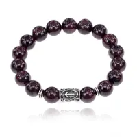 Браслет с руной Тейваз и нат.камнем Гранат BSRM-20-06